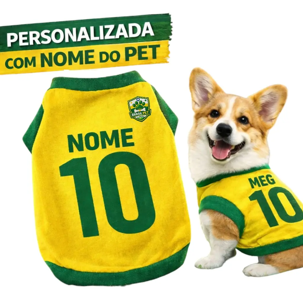 Roupinha Pet Brasil - Personalizada com nome do pet